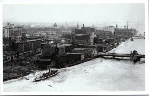 postcard WI Neville Museum reprint Green Bay Aerial View with Main St Bridge