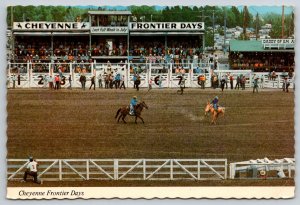 1976  Cheyenne Frontier Days   Wyoming  Rodeo  Cowboys Horses  Postcard