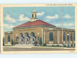 Linen POST OFFICE SCENE Lawrenceville Illinois IL hs1553