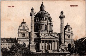 Austria Wien Karlskirche Vienna Vintage Postcard 09.68