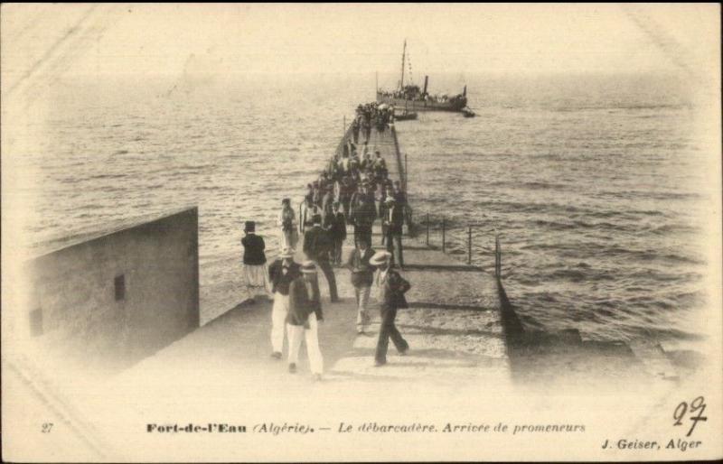 Fort De L'Eau Algeria Ships at Pier Dock c1910 Postcard