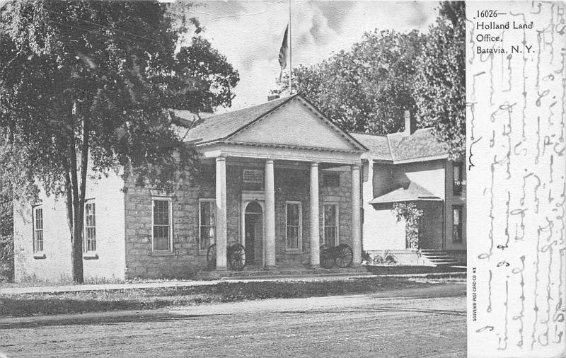 Batavia New York~Holland Land Office~Cannons Displayed @ Doorway~1906 Postcard