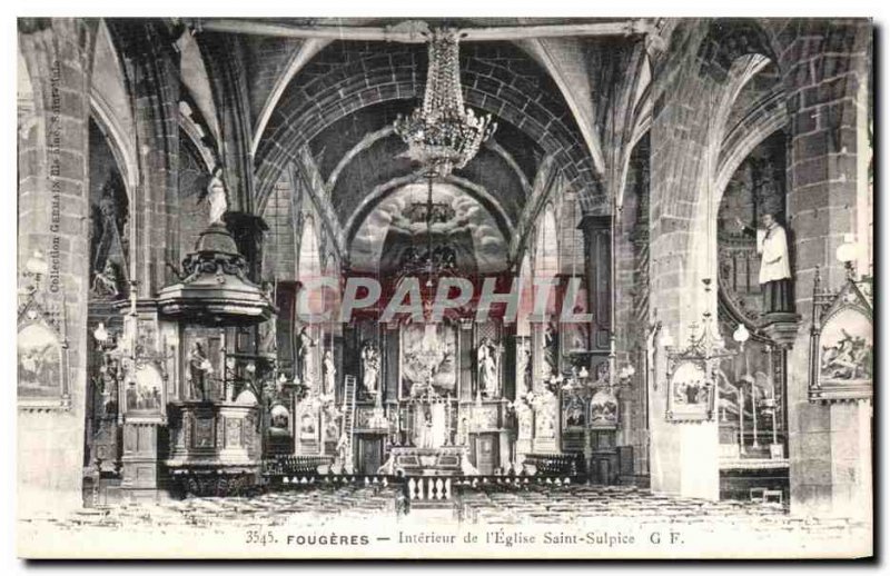 Old Postcard Fougeres Interior of I Church Saint Sulpice