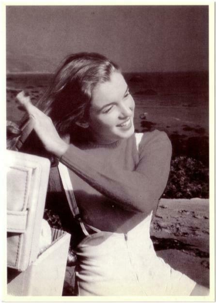 Marilyn Monroe in 1940s Brunette on Beach Modern Postcard #2