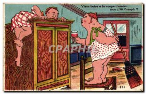 Humor - Illustration - Come and drink a cup of & # 39amour - Old Postcard