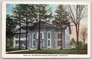 1911 Lititz Pennsylvania The Moravian Church & Parsonage Grounds Posted Postcard