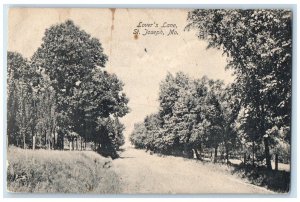 1907 Lover's Lane Trees Street Road St. Joseph Missouri Vintage Antique Postcard