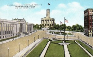 Vintage Postcard Memorial Square State Capitol War Memorial Nashville Tennessee