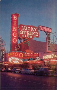 Postcard Las Vegas NV Neon Signs Club Bingo Fortune Lucky Strike Gambling