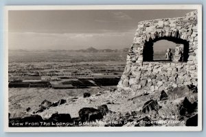 View From The Lookout South Mountain Park Phoenix AZ Cline RPPC Photo Postcard