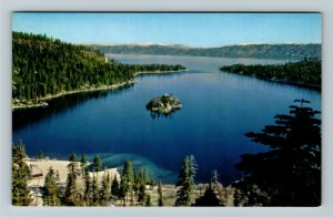 Lake Tahoe CA- California, Saphire Blue, Emerald Bay Lake, Chrome Postcard