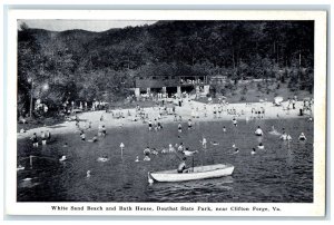 c1960s White Sand Beach And Bath House Canoeing Clifton Forge Virginia Postcard
