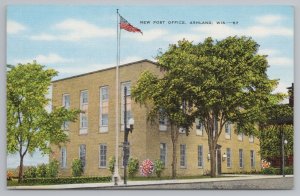 Ashland Wisconsin~New Post Office~Vintage Postcard 