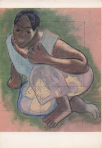 Paul Gauguin Tahitian Girl Crouching French Painting Postcard