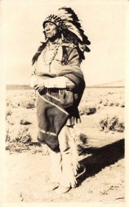 RPPC CHIEF BIG TREE Native American Indian ca 1940s Vintage Postcard