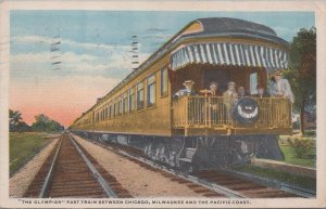 Postcard Railroad Train Olympian Train Between Chicago Milwaukee Pacific Coast