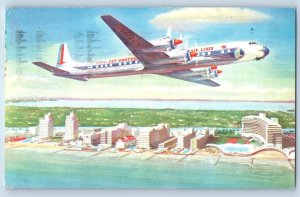 1957 Eastern Air Lines Golden Falcon DC-78 Airplane Charlotte NC VintagePostcard