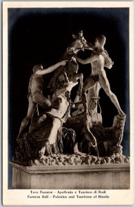 Toro Farnese - Apollonio e Taurisco di Rodi Sculpture Real Photo RPPC Postcard
