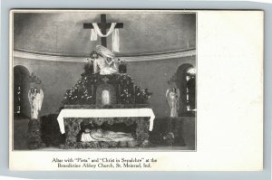 St. Meinrad IN- Indiana, Altar at the Benedictine Abbey College Vintage Postcard