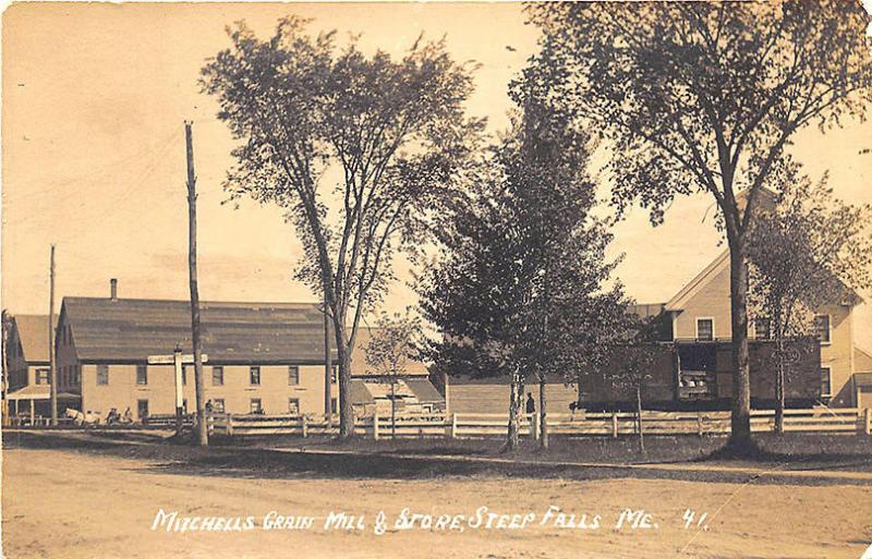 Steep Falls ME Mitchell's Grain Mill & Store Railroad Car RPPC Postcard