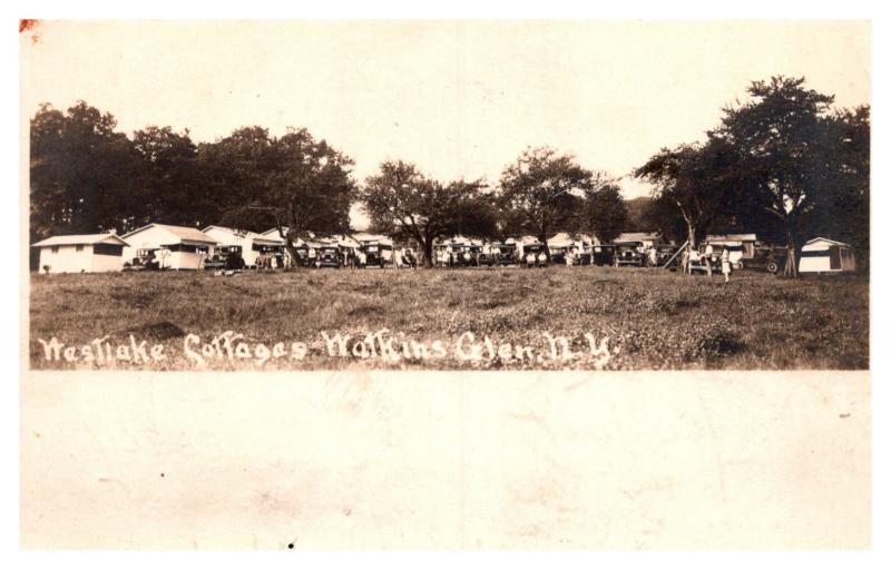 New York Watkins Glen  , Westlake Cottages ,  Group Photo of Guests and cars RPC