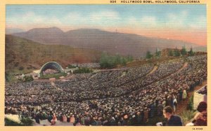 Vintage Postcard Hollywood Bowl Outdoor Amphitheater Crowd Hollywood California