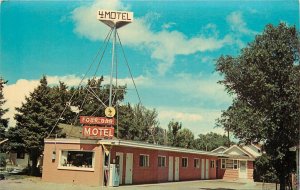 1950s Cody Wyoming Four Bat Motel occupation roadside Postcard 26-594