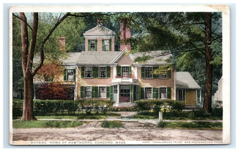 Postcard Wayside Home of Hawthorne, Concord MA phostint G33
