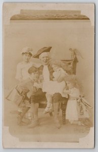 RPPC Theatre Actor As Uncle Toby Shandy & Children c1900s Studio Postcard A46