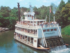 Close up View of Admiral Joe Fowler Mississippi Sternwheeler Disney Postcard