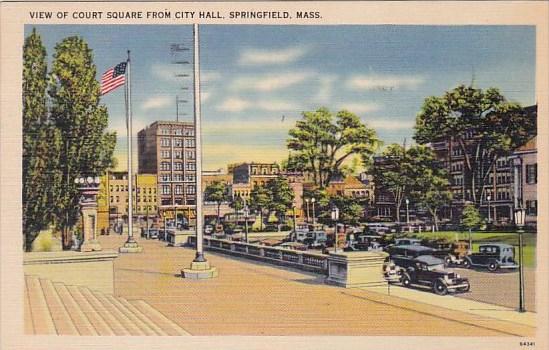 Massachusetts Springfield View Of Court Square From City Hall 1942