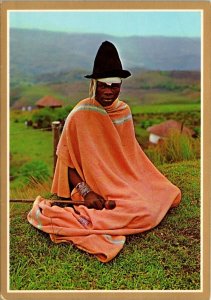 Pondo Youth in Traditional Blanket and Hat  Africa Postcard 