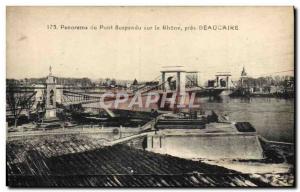 Old Postcard Panorama of Beaucaire on the Rhone Suspension Bridge