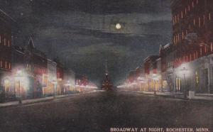 Minnesota Rochester Broadway At Night 1914