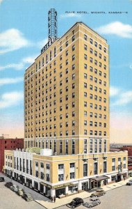 Wichita, KS Kansas  ALLIS HOTEL & Howard Furs Store  ROADSIDE  ca1940's Postcard