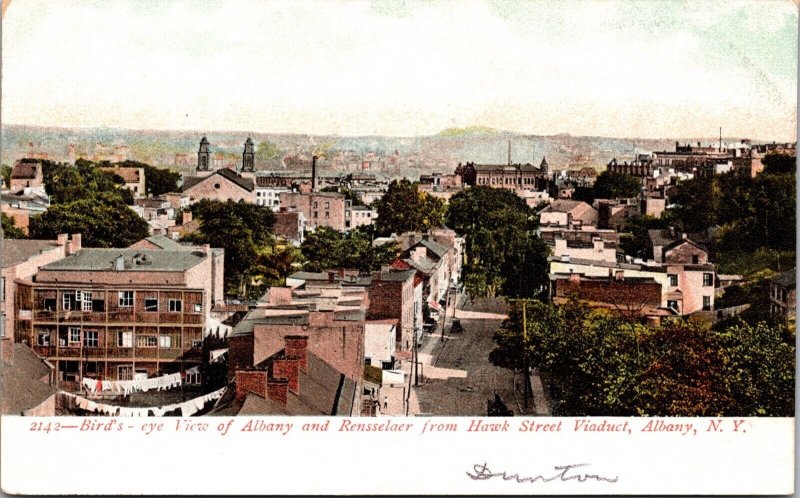 PC Birds Eye View of Albany and Rensselaer from Hawk Street Viaduct, New York 