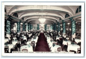 1936 Hotel Dennis Dining Room Farm Foods Atlantic City NJ Vintage Postcard