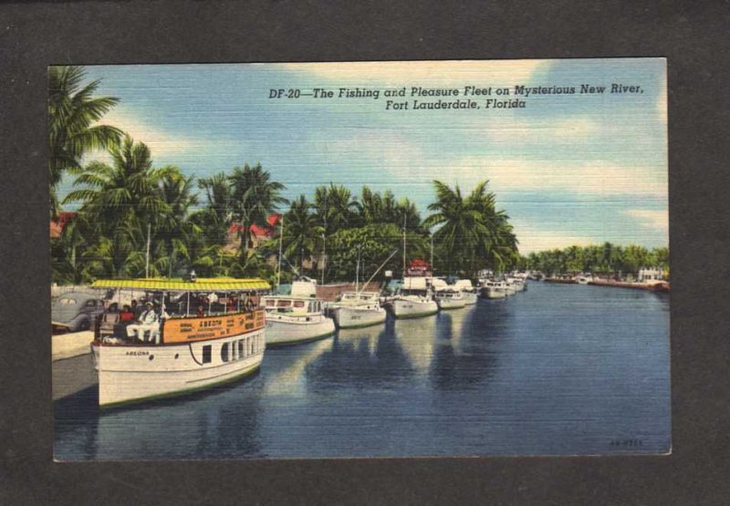 FL Fishing Fleet Boats New River Fort Lauderdale Florida Postcard