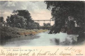 UTICA, New York NY    MOHAWK RIVER AND BRIDGE  Handcolored  1906 Postcard