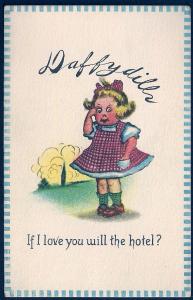 Daffydill - If I Love You. . .  Cute Girl unused c1910's