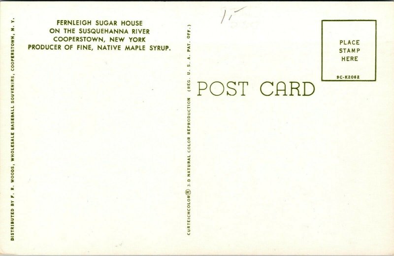 Vtg Cooperstown NY Fernleigh Sugar House on the Susquehanna River 1950s