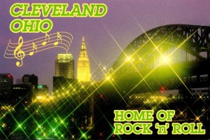 Ohio Cleveland Home Of Rock N Roll Skyline At Night