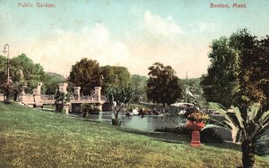 Vintage Postcard Breathtaking View Of Public Garden & Park Boston Massachusetts