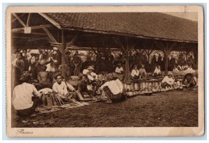 c1940's Market Scene Pasar Baru Jakarta Indonesia Vintage Unposted Postcard