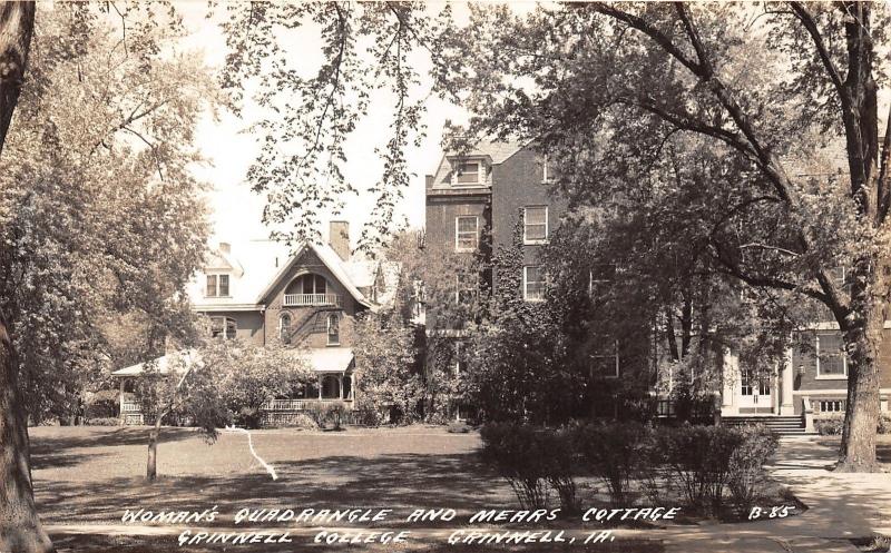 Iowa~Grinnell College~Womans Quadrangle-Mears Cottage~Note Bk~RPO Postmark~RPPC