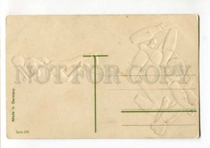 288607 Sport BOWLING Comic Gentleman Vintage EMBOSSED postcard