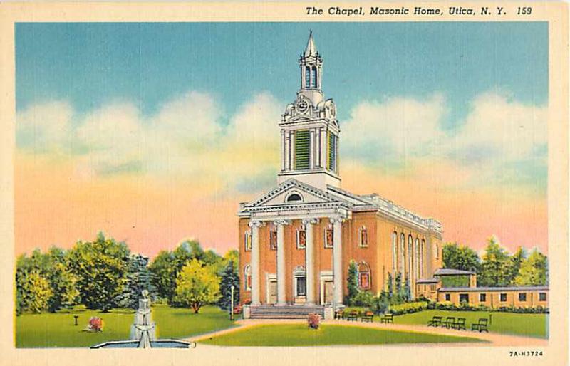 Linen Card of The Chapel Masonic Home Utica NY New York