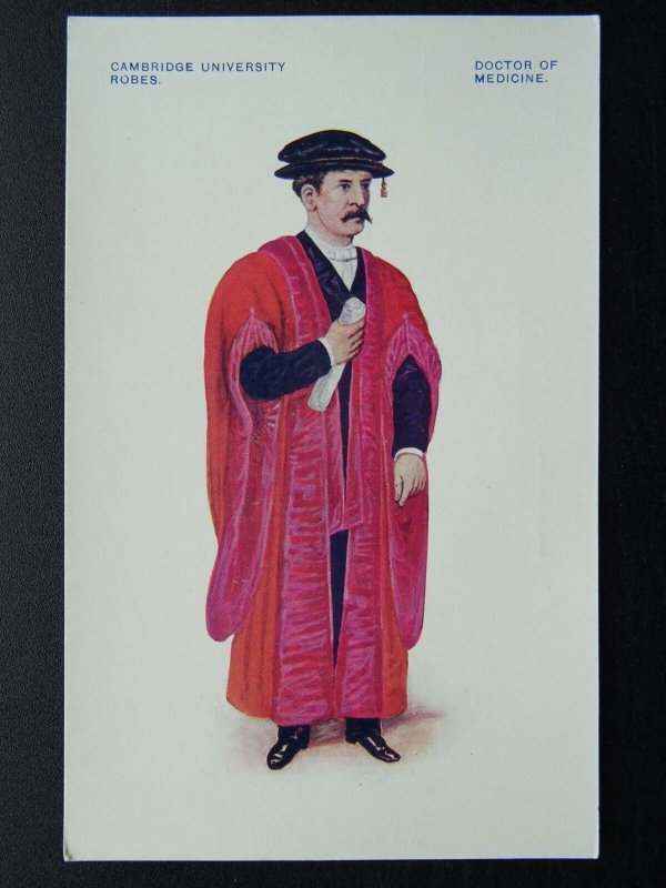 Cambridge University Robes DOCTOR OF MEDICINE - Old Postcard by G.D.O.