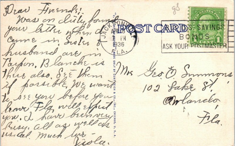 1934 Hotel Marion on the Bay St. Augustine Florida Postcard