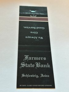 Vintage Matchbook Cover Farmers State Bank Schleswig, Iowa MB187